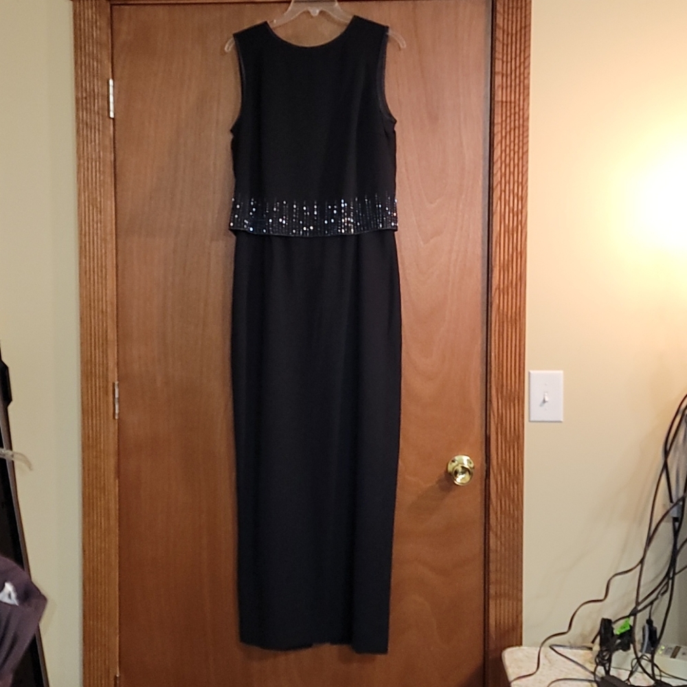 Classy formal black dress.